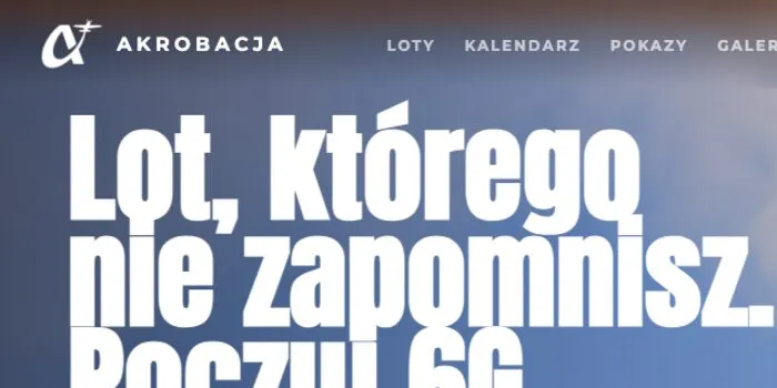 Nagłówek serwisu akrobacja.com z nazwą i ofertą lotów akrobacyjnych